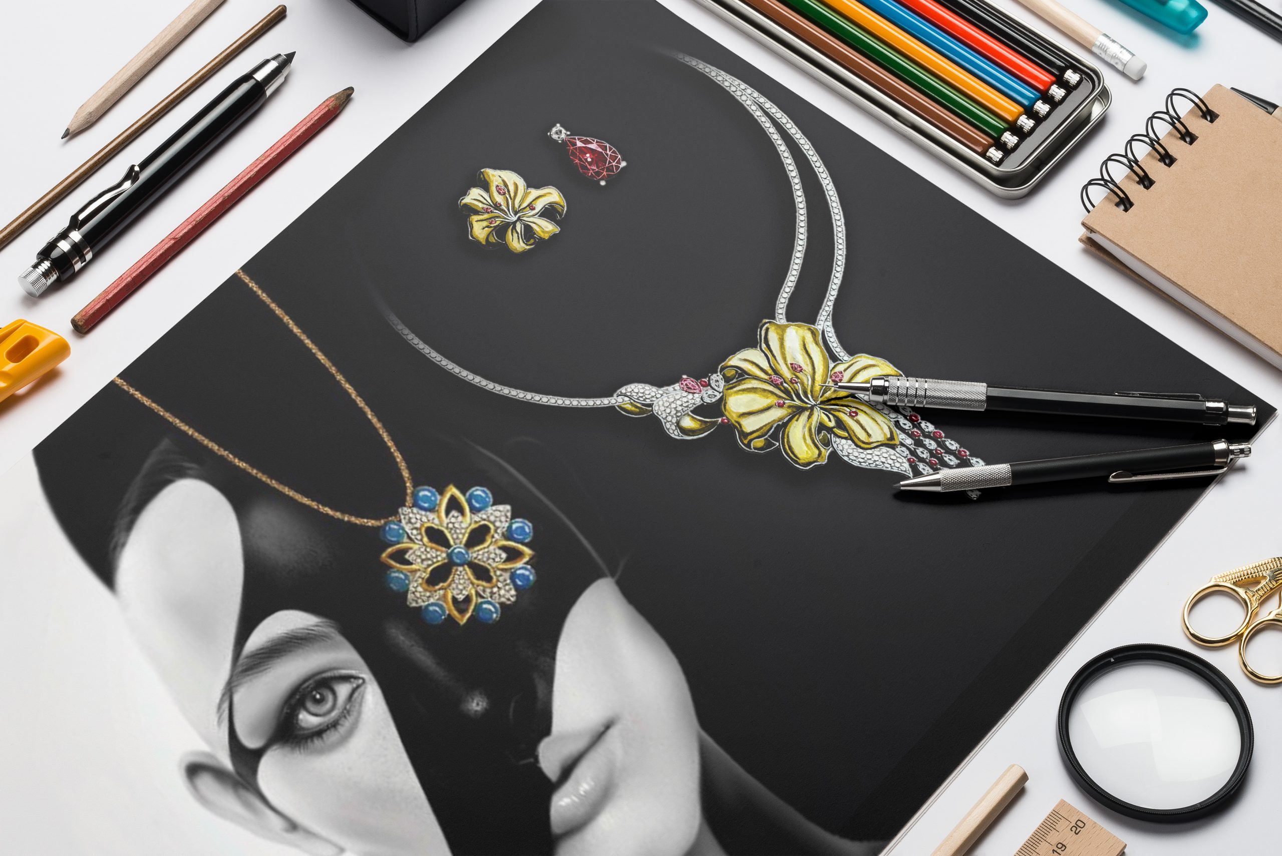 دوره رنگ آمیزی تخصصی در طراحی دستی طلا و جواهر